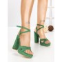 Sandale Dama cu Toc Gros si Platforma 2BL-2097 GREEN | BUONAROTTI