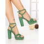 Sandale Dama cu Toc Gros si Platforma 2BL-2097 GREEN | BUONAROTTI