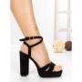 Sandale Dama cu Toc Gros si Platforma 2BL-2097 BLACK | BUONAROTTI