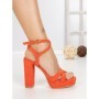 Sandale Dama cu Toc Gros si Platforma 2BL-2097 ORANGE | BUONAROTTI