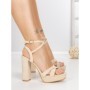Sandale Dama cu Toc Gros si Platforma 2BL-2097 BEIGE | BUONAROTTI