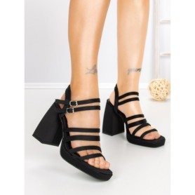 Sandale Dama cu Toc Gros si Platforma 2S-2388 BLACK | BUONAROTTI