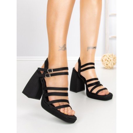 Sandale Dama cu Toc Gros si Platforma 2S-2388 BLACK | BUONAROTTI