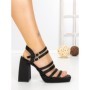 Sandale Dama cu Toc Gros si Platforma 2S-2388 BLACK | BUONAROTTI