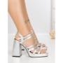 Sandale Dama cu Toc Gros si Platforma 2S-2388 SILVER | BUONAROTTI
