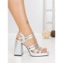 Sandale Dama cu Toc Gros si Platforma 2S-2388 SILVER | BUONAROTTI