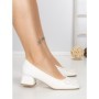 Pantofi cu Toc Gros S-3224 WHITE | BUONAROTTI