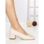 Pantofi cu Toc Gros S-3224 BEIGE | BUONAROTTI