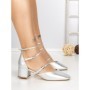 Pantofi cu Toc Gros S-3249 SILVER | BUONAROTTI