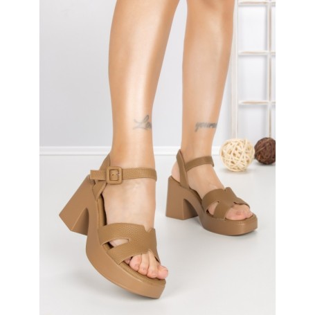 Sandale Dama cu Toc Gros A68339 CAMEL | BUONAROTTI