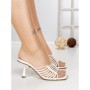 Papuci Dama cu Toc Subtire 7053 WHITE | CM