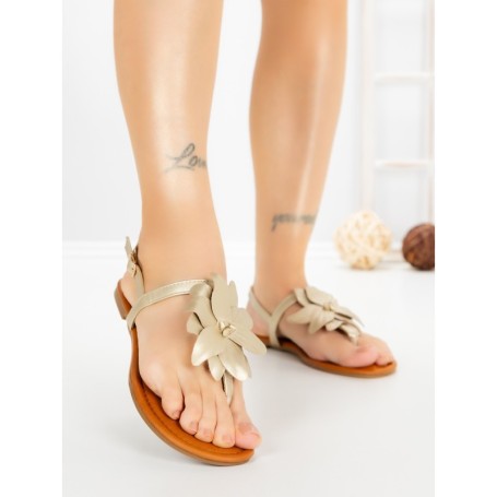 Sandale Dama cu Talpa Joasa KK-1006 GOLD | EMAS