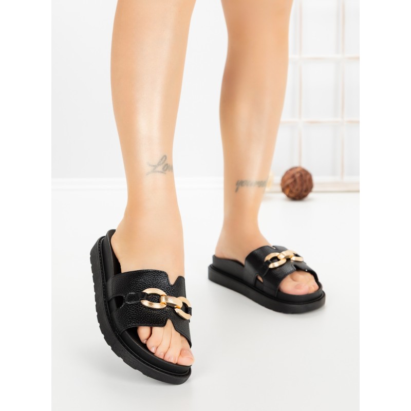Papuci Dama cu Platforma FF-85 BLACK | EMAS