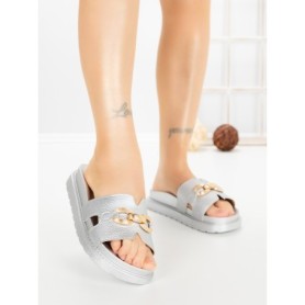 Papuci Dama cu Platforma FF-85 SILVER | EMAS