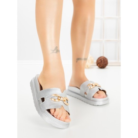 Papuci Dama cu Platforma FF-85 SILVER | EMAS