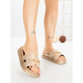 Papuci Dama cu Platforma FF-85 GOLD | EMAS