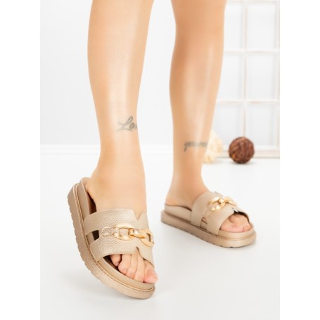 Papuci Dama cu Platforma FF-85 GOLD | EMAS