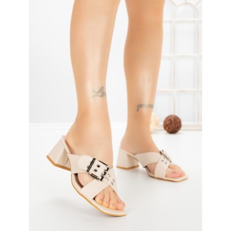 Papuci Dama cu Toc DD-213 BEIGE | EMAS