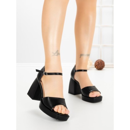 Sandale Dama cu Toc Gros DD-200 BLACK | EMAS