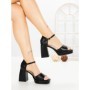 Sandale Dama cu Toc Gros DD-200 BLACK | EMAS