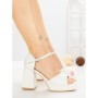 Sandale Dama cu Toc Gros DD-200 WHITE | EMAS