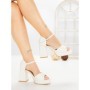 Sandale Dama cu Toc Gros DD-200 WHITE | EMAS