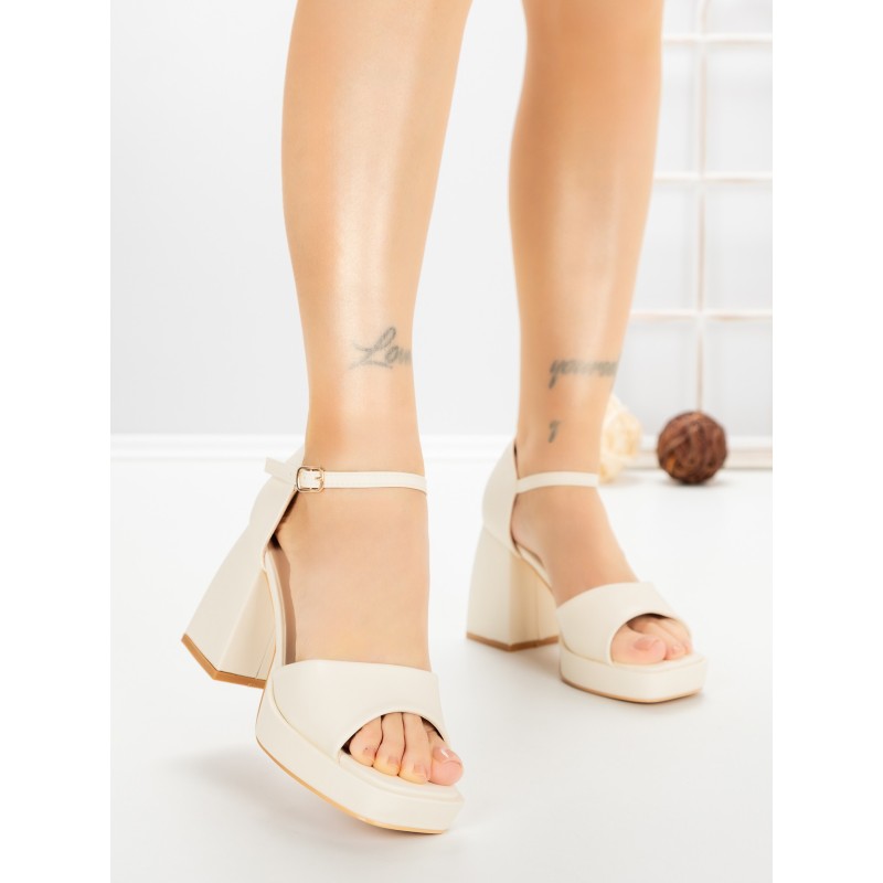 Sandale Dama cu Toc Gros DD-200 BEIGE | EMAS