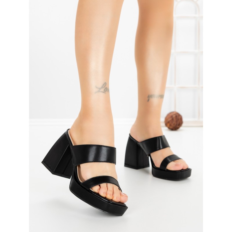 Papuci Dama cu Toc DD-202 BLACK | EMAS