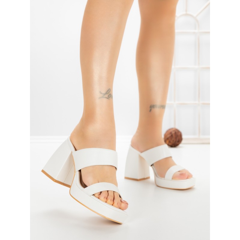 Papuci Dama cu Toc DD-202 WHITE | EMAS