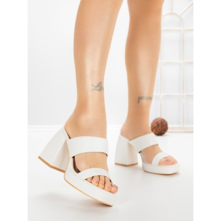 Papuci Dama cu Toc DD-202 WHITE | EMAS