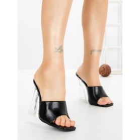 Papuci Dama cu Toc Subtire P-8132 BLACK | EMAS