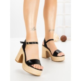 Sandale Dama cu Toc Gros WW-51 BLACK | EMAS