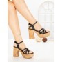 Sandale Dama cu Toc Gros WW-50 BLACK | EMAS