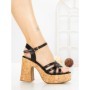 Sandale Dama cu Toc Gros WW-50 BLACK | EMAS