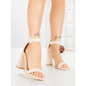 Sandale Dama cu Toc Gros FM5334 BEIGE | ANDERINA