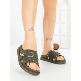 Papuci Dama cu Talpa Joasa JM376 GREEN | ANNALISE