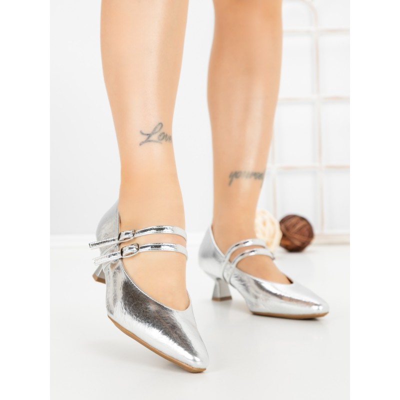 Pantofi cu Toc mic JM270E SILVER | ANNALISE