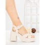 Sandale Dama cu Toc Gros si Platforma A68350 BEIGE | ANDERINA