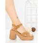 Sandale Dama cu Toc Gros si Platforma A68350 CAMEL | ANDERINA