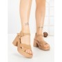 Sandale Dama cu Toc Gros si Platforma A68350 KHAKI | ANDERINA