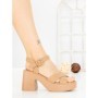 Sandale Dama cu Toc Gros si Platforma A68350 KHAKI | ANDERINA