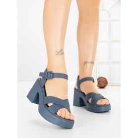 Sandale Dama cu Toc Gros si Platforma A68350 BLUE | ANDERINA