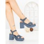 Sandale Dama cu Toc Gros si Platforma A68350 BLUE | ANDERINA