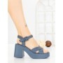 Sandale Dama cu Toc Gros si Platforma A68350 BLUE | ANDERINA
