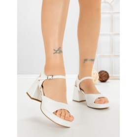 Sandale Dama cu Toc Gros JM168F BLANCO | ANNALISE