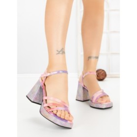 Sandale Dama cu Toc Gros si Platforma JM179E PINK | ANNALISE