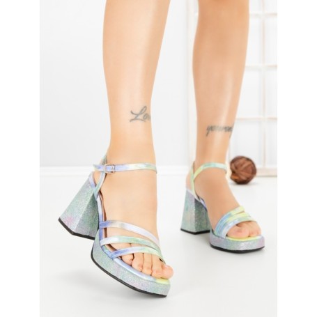 Sandale Dama cu Toc Gros si Platforma JM179E GREEN | ANNALISE