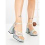 Sandale Dama cu Toc Gros si Platforma JM179E GREEN | ANNALISE