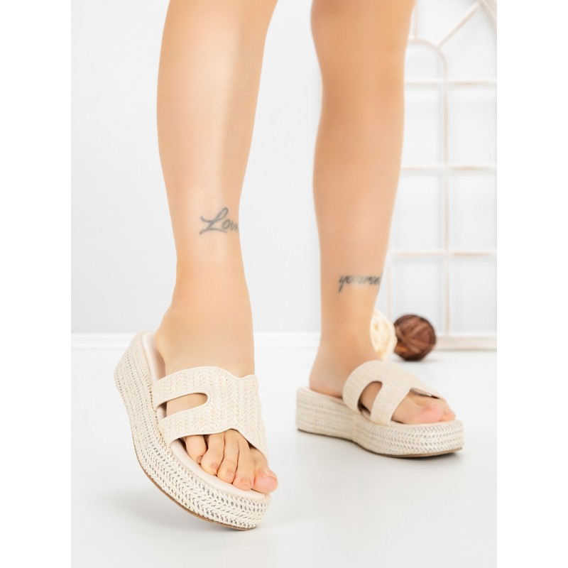 Papuci Dama cu Platforma 88023 BEIGE | GOWIN