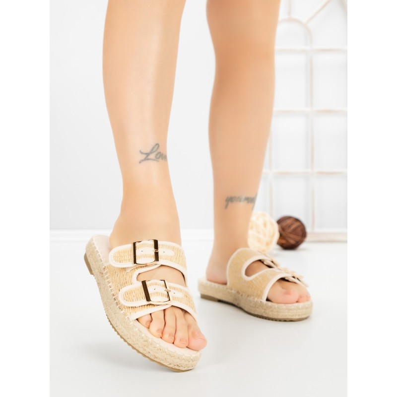 Papuci Dama cu Talpa Joasa F371 BEIGE | GOWIN